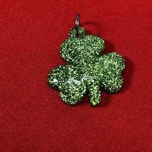 Glittery‎ Green Four Leaf Clover Resin Pendant St Patrick's Day